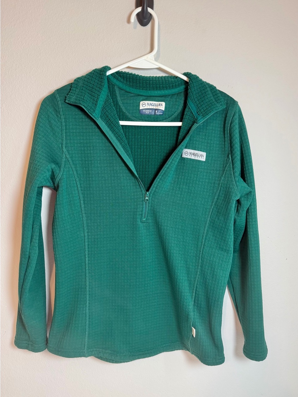 Magellan Outdoors Women's Teal Green Quarter-Zip Waffle Pullover